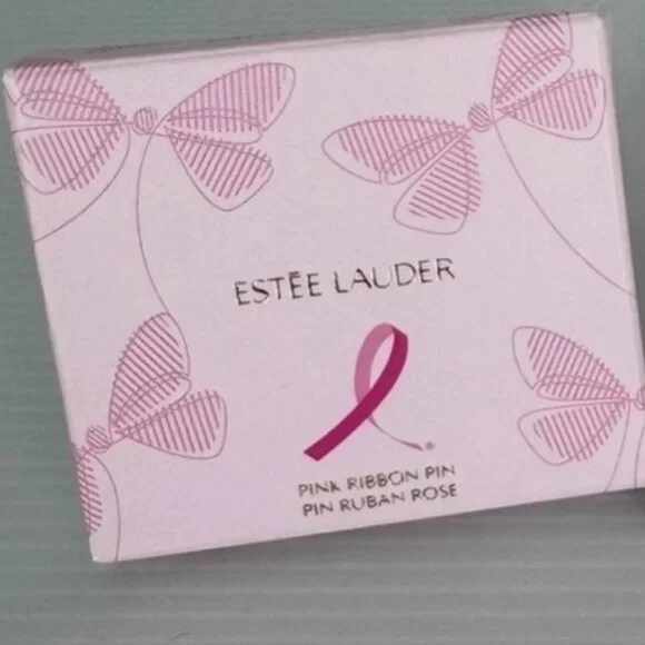 ESTEE LAUDER LIMITED EDITION PINK RIBBON BROOCH with GOLD ACCENT - New with Tags - Picture 2 of 3